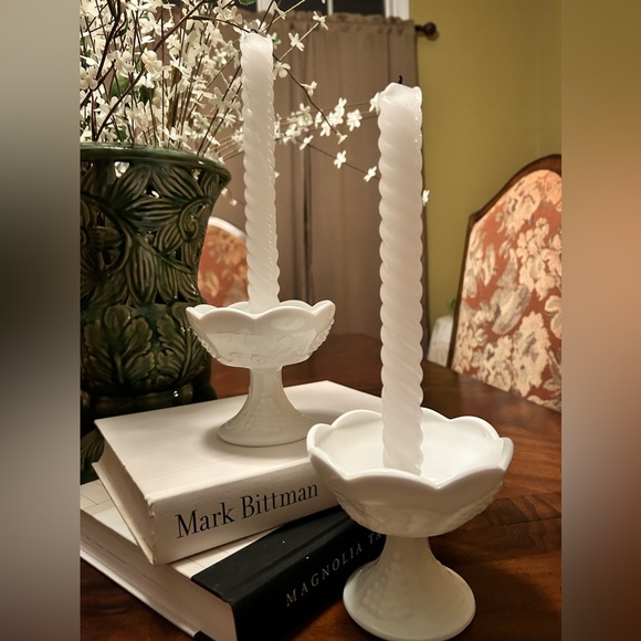 MILK GLASS Candle Stick holders - Picture 5 of 9